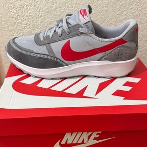 Nike Waffle Nav Gray and Red Sneakers